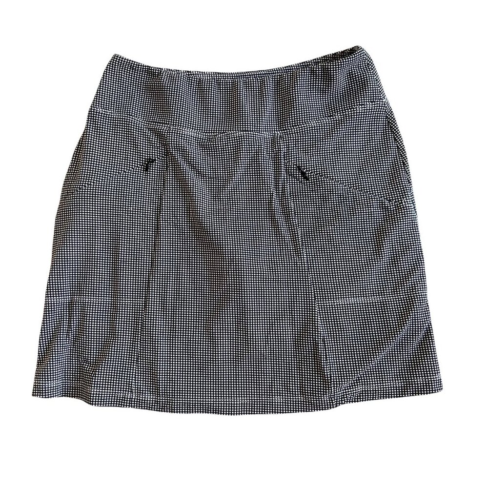 Ibkul Women's Sz XS Gingham Print Skort Black & White Nylon Blend Breathable